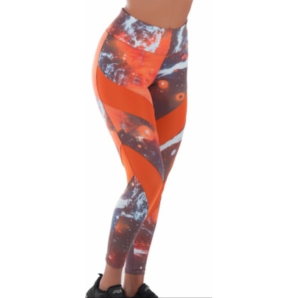 Calça Legging Fitness com recorte e estampa colorida | Hera