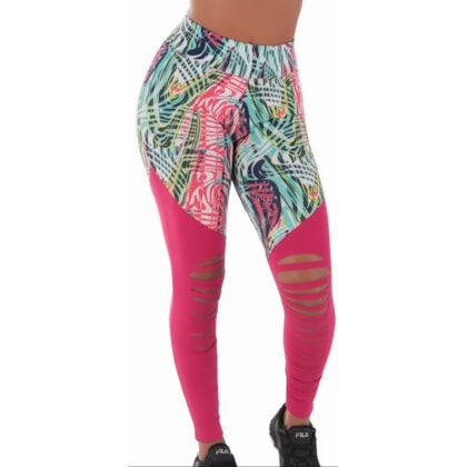 Calça Legging Fitness estampada com cortes | lMagic