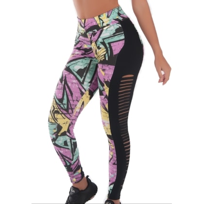 Calça Legging fitness Estampada com cortes | lStronger