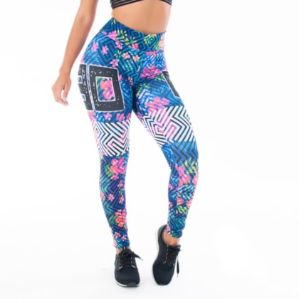 Calça Legging Fitness Poliamida Floral 08 | AZ2216