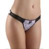 Calcinha Tanga Estampada com Laterais em Renda | Aycha