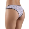 Calcinha Tanga Estampada com Laterais em Renda | Aycha