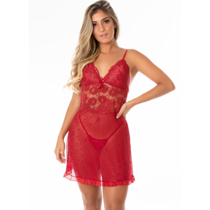 Camisola Sensual com Tanga Fio Dental em Tule |  576