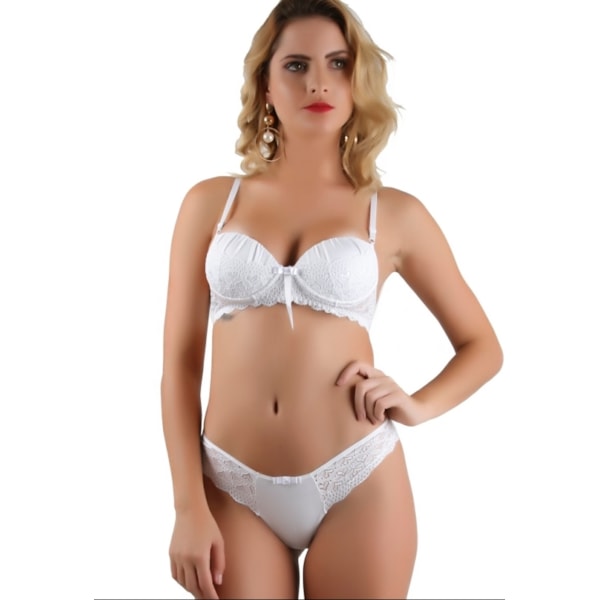 Conjunto Bojo Drapeado com Calcinha Fio em Renda | Rosa