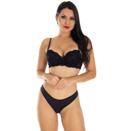 Conjunto Com Bojo Detalhado em Renda | Cherry 5264 Conjunto Com Bojo Detalhado em Renda | Cherry 5264