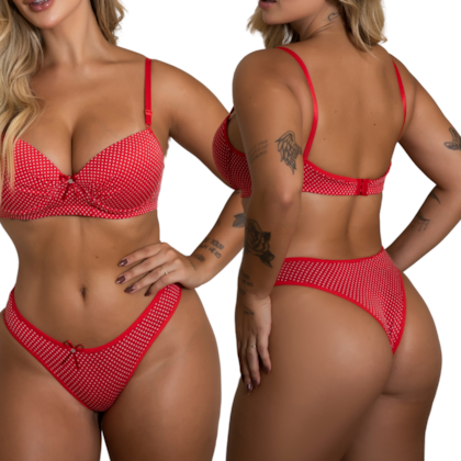 Conjunto de Lingerie em Microfibra Texturizada Poá | 7440