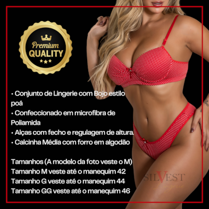 Conjunto de Lingerie em Microfibra Texturizada Poá | 7440