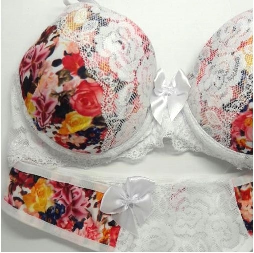 Conjunto Sexy Estampado Flor de Lingerie Bojo