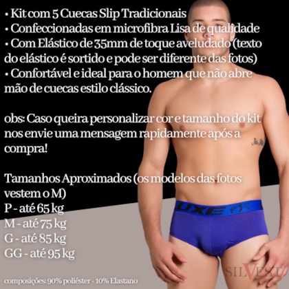 Kit 10 Cueca Slip Normal Basica Tradicional Microfibra | 207
