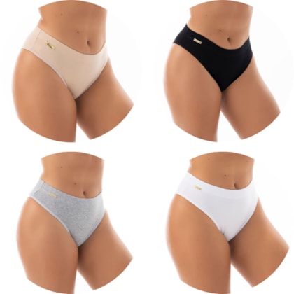 Kit 4 Calçolas de Algodão com Cós Segura Barriga | Kit TPM 1517