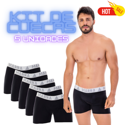 Kit 5 Cuecas Boxer em Microfibra | Kit Marra Original