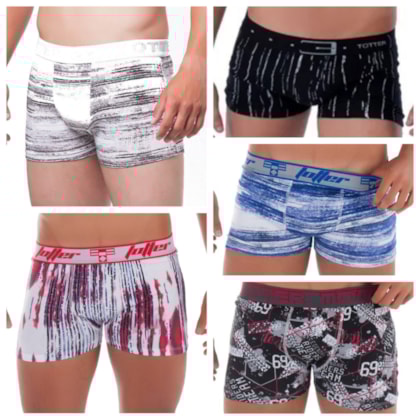 Kit c/  5 Cuecas Boxer em Algodão Penteado | Totter 8019 Kit c/  5 Cuecas Boxer em Algodão Penteado | Totter 8019