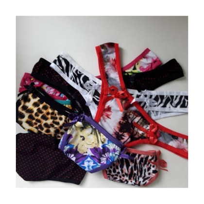 Kit com 05 tangas em liganete estampada | u0001 Kit com 05 tangas em liganete estampada | u0001