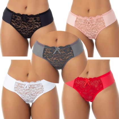 Kit com 5 Calcinhas Transparentes Renda Sex | 1661 Kit com 5 Calcinhas Transparentes Renda Sex | 1661