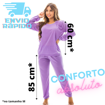 Pijama Confortavel Longo em Malha Suave Lisa | Feminino 177 Pijama Confortavel Longo em Malha Suave Lisa | Feminino 177
