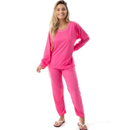 Pijama Confortavel Longo em Malha Suave Lisa | Feminino 177