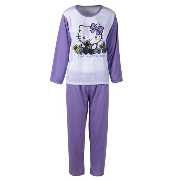 Pijama da Hello Kitty Roxo Feminino Longo de Inverno Malha