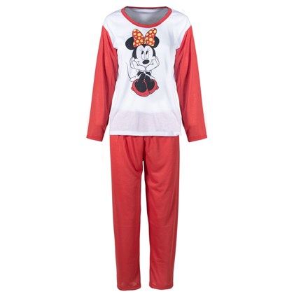 Pijama da Minnie Vermelho Feminino Longo de Inverno Malha