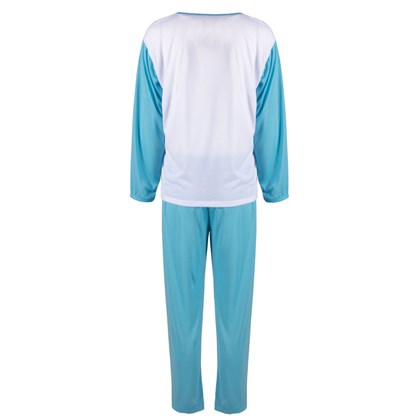 Pijama do Stitch Azul Feminino Longo de Inverno Malha