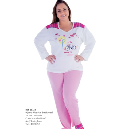 Pijama Feminino Plus Size de Inverno | 18124 Pijama Feminino Plus Size de Inverno | 18124