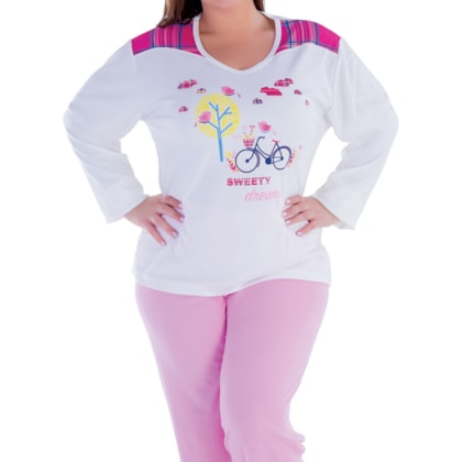 Pijama Feminino Plus Size de Inverno | 18124 Pijama Feminino Plus Size de Inverno | 18124