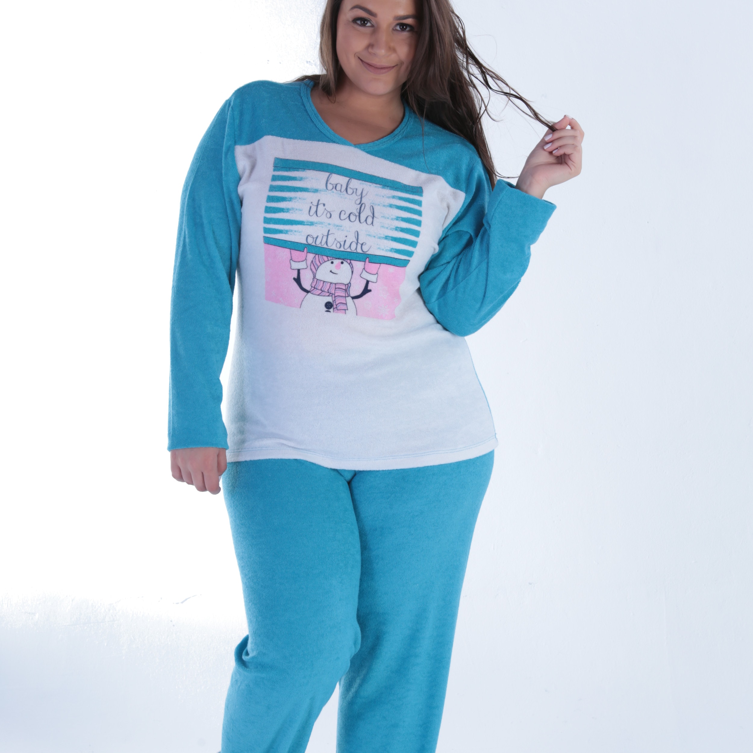 pijama plush feminino plus size