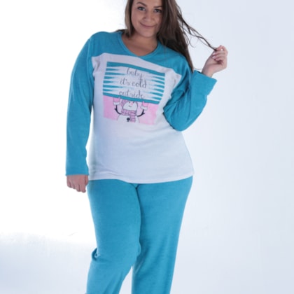 Pijama Feminino Plus Size em Plush | Classic 18125 Pijama Feminino Plus Size em Plush | Classic 18125