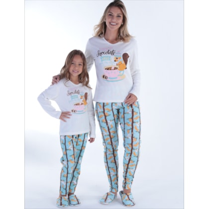 Pijama Infantil Inverno Hot Chocolate | Mãe e Filha 18140 Pijama Infantil Inverno Hot Chocolate | Mãe e Filha 18140