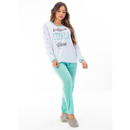 Pijama Manga Longa Feminino em Malha Suave PV | 159