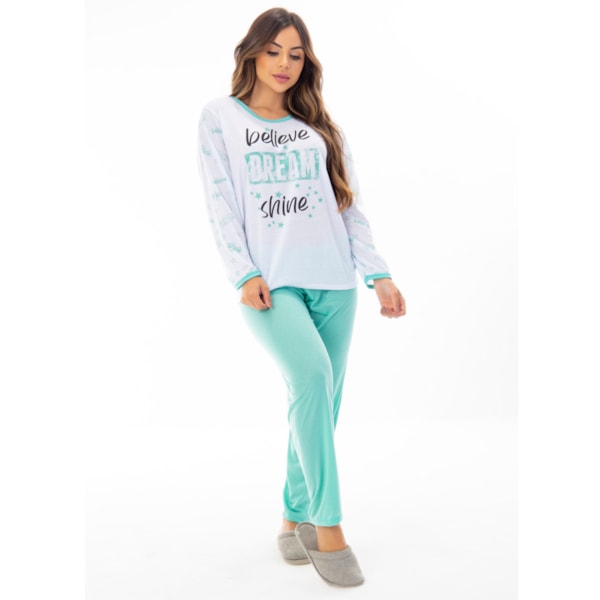 Pijama Manga Longa Feminino em Malha Suave PV | 159