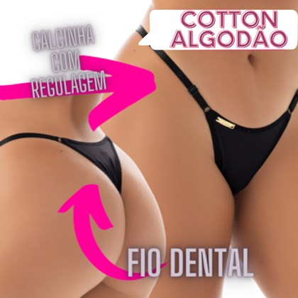 Tanga com Regulagem Cotton Algodão Fio dental | Calcinha Mel