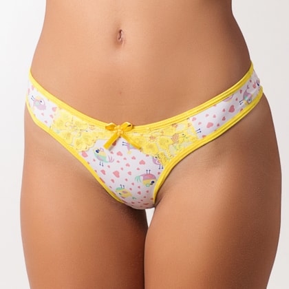 Tanga Estampadinha com Renda | Rosiane 1466