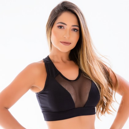 Top Fitness Com Decote em Tule | 1684 Top Fitness Com Decote em Tule | 1684